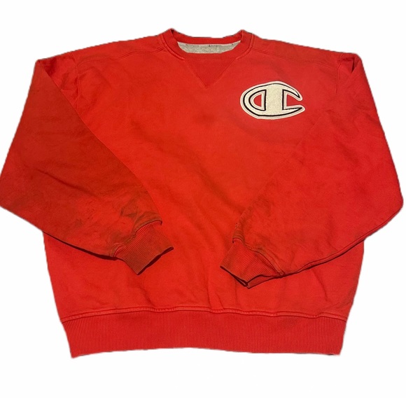 Vintage Champion Red Patch Crewneck w/ stains Men’s Size XL Reverse Weave - Picture 3 of 8
